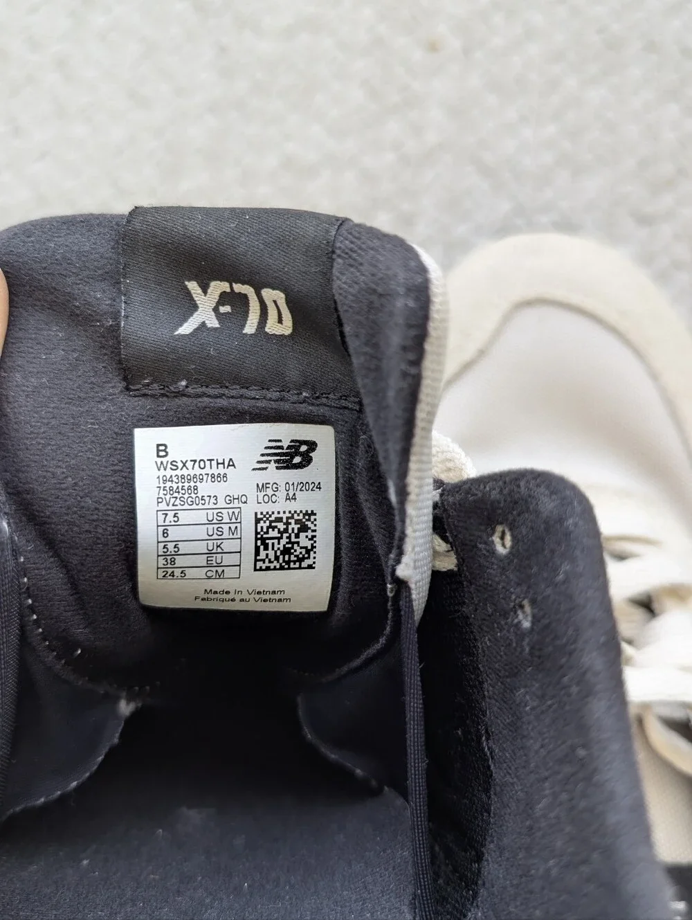 Women's New Balance X-70 Fresh Foam Sneakers Beige/Black WSX70THA, size 7.5 - Picture 3 of 6